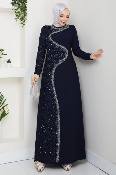 Dicle abiye elbise Lacivert